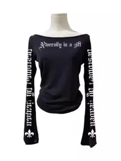 英字　クロスデザイン 十字架 Tシャツ y2k パンク　グランジ　ブラック