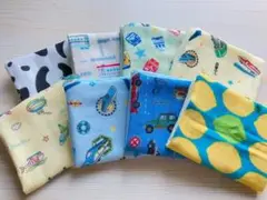 【まとめ売り】男の子ミニミニガーゼハンカチ8枚セット【柄色おまかせ】