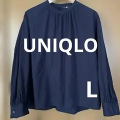 UNIQLOユニクロバンドカラー 2way 後ろボタン袖シャーリングブラウス
