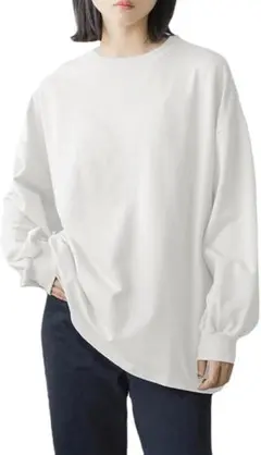 【新品・未使用】Tシャツ Lサイズ レーディス 長袖 ゆったり 無地 ホワイト