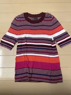 GAP マルチカラーストライプ 半袖ニット L