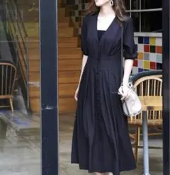 RUIRUE BOUTIQUE 2wayフロントボタンタックワンピース M