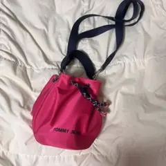 TOMMYJEANS ミニバケツバッグ 巾着型 2wayショルダーバッグ ピンク