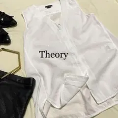セオリーtheory ノースリーブシャツ ざっくりVネック 白ホワイトS