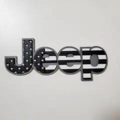 Jeep ロゴプレート 20cm アメリカ国旗モノクロデザイン