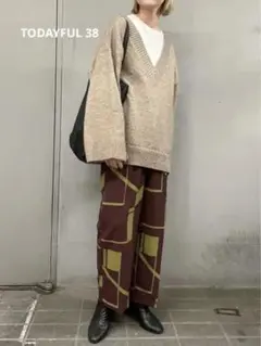 TODAYFUL ジオメトリックタックトラウザーズ