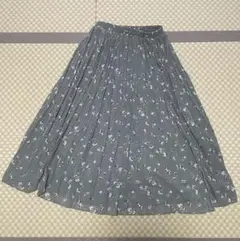 花柄プリーツスカート Lサイズ ブルー