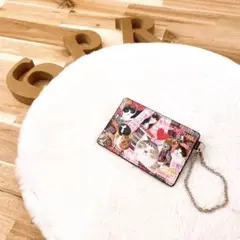 未使用【マンハッタナーズ】ネコ猫 アート カードケース ねこ ハート 茶×赤