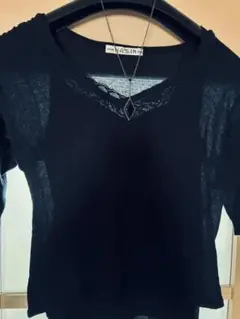 ブラック❤︎Vネック 透け感カットソー❤︎コケットコア バレエコア ダークコケット
