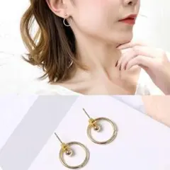 フープ ピアス ゴールド 金 インポート 男女兼用 両耳 韓国 オルチャン