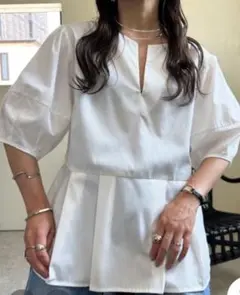 used美品 uleula ウルア　 2way ランタンスリーブシャツ ホワイト