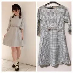 新品❤️Fint フロントリボンギンガムチェックワンピース
