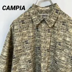 N-5538 CAMPIA アメリカ古着 総柄 半袖シャツ 幾何学模様 L