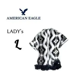 Lサイズ AMERICAN EAGLE ネイティブ柄羽織りフリンジカーディガン