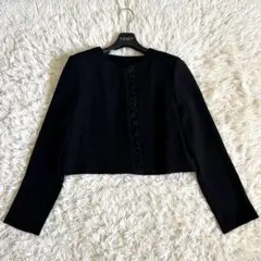美品✨kaene カエン シフォンフリルノーカラージャケット 40 ブラック