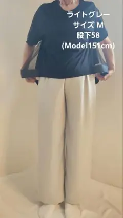 N-line ワイドパンツ1087 ライトグレー　Size M