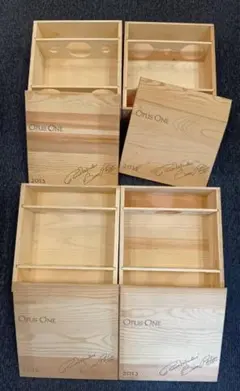 【OPUS ONE】ワイン木箱（空箱）3本用　※蓋にヒビあり
