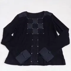 美品【HIROKO BIS 】ヒロコビス デザインニット カットソー ブラック