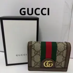 JK06 グッチ 極美品 オフィディア 二つ折り財布 シェリーライン 箱付き