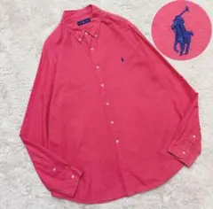 RALPH LAUREN ボタンダウンシャツ ピンク ロゴ刺繍 XXL