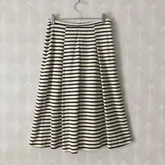 【美品】Harrissフレアスカート膝下　紺白　ボーダー　タグ付　日本製b388