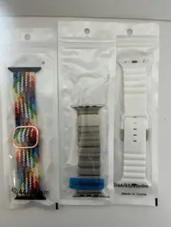 Apple Watchベルト３本　お洒落 幅2.2cm　レインボー　白　シルバー
