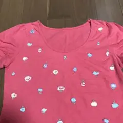 シンシアローリー　半袖Tシャツ　ピンク　花刺繍　レディース