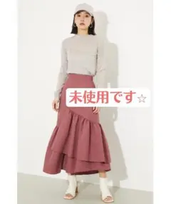 rienda アシンメトリーティアードフレアスカート