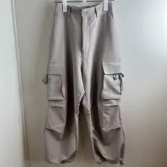 LILL リル ユニセックス ワイド スラックス カーゴパンツ グレー S
