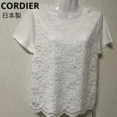 新品 CORDIER 半袖 レース Tシャツ 二重 シアー 日本製 サイズ42