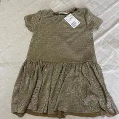 H&M ゴールド 半袖ワンピース 2-4Y