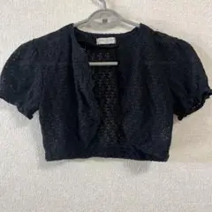 Fille et Toit 黒 レース カーディガン 半袖