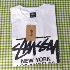 STUSSY ステューシー 白Tシャツ Mサイズ ロゴプリント 定番タグ付