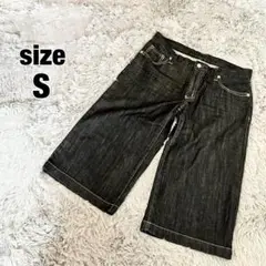 デニムパンツ　ブラック　ハーフパンツ　Gパン　コットン　S　ジーンズ　ジーパン
