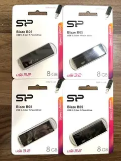 USBメモリー 8GBシリコンパワーUSB3.0 スライド式(黒)【4個セット】