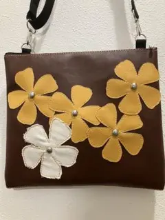 SALE！passionチョコレートブラウンFlower サコッシュ ショルダー