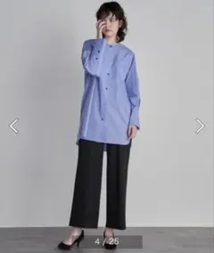 【la.f...】アペスコタイプライターブラウス 長袖シャツ クルーネック 2S
