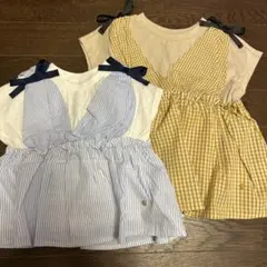 ドッキングチュニック　重ね着風Tシャツ　2枚セット