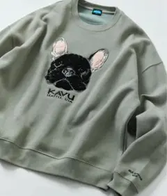 KAVU×FREAK’S STORE フレンチブルドッグ刺繍トレーナ　男女兼用