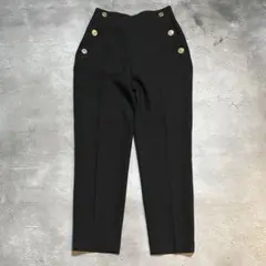 ZARA ザラ スペイン製 金ボタン ハイウエスト テーパードパンツ 黒 XS