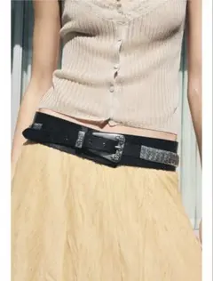 最終値下げ　新品タグ付き　今季ZARA メタルパーツ付きレザーベルト