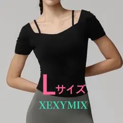 ゼクシィミックス ハートネック クロップド丈 半袖 ブラトップ ブラック