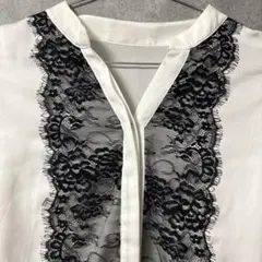 値下げ◇美品◇アンティカ　ブラックレースシャツ M
