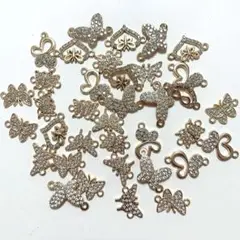 チャーム パーツ ゴールド 蝶 ハート ラインストーン ハンドメイド アクセサリ