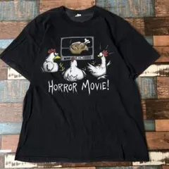 ビンテージ　古着　チキン　ホラー　グラフィック　メンズ　半袖tシャツ　黒　L