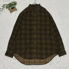 アメリカンクローク【M】ネルシャツ チェック柄 ボタンダウン 裏地デザイン 秋冬