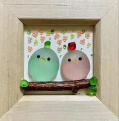 シーグラスアート　キンモクセイ♪ インコ　ことり