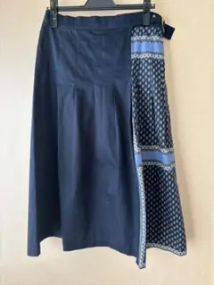 ZARA ロングスカート　ネイビー&プロヴァンス柄