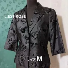 L,ESTROSE花柄黒7分袖ジャケット