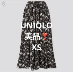 美品❣️UNIQLO プリントマーメイド ロングスカート ブラック XS